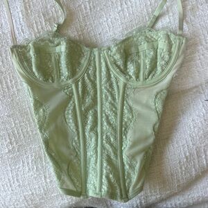 sage-green corset top from urban (fits small size a/b cup)